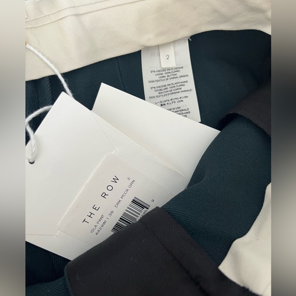 THE ROW Isla High-Waist Wide-Leg Pants – Dark Peacock Green – Size 2 – NWT - Picture 4 of 7